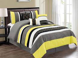 Comforter, fabulous yellow and blue comforter sets.cheap bedroom furniture with queen sleep number bed cost, and natural wood platform bed. 7 Pc Jaden Medallion Clover Star Embroidery Pleated Striped Comforter Set Yellow Black Gray White Queen Walmart Com Walmart Com