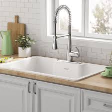 A single, large bowl provides ample space to soak and wash cookware, while a sloped base to a. American Standard Quince Drop In Cast Iron 33 In 3 Hole Single Bowl Kitchen Sink In Brilliant White 77sb33223 308 The Home Depot Cast Iron Kitchen Sinks Cast Iron Sink Drop In Kitchen Sink