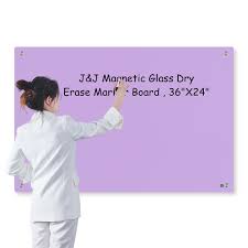 Magnetic Glass Dry Erase Marker Board -24" x 36" -Purple