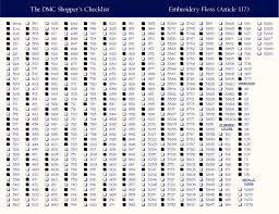 printable dmc color list the older charts as they re