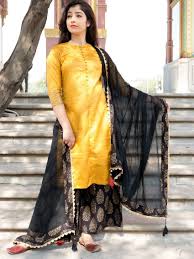 Black And Yellow Suit Design Yellow Kurta Black Palazzo Suit Set Stylish Dresses Kurta Designs Women Long Kurti Designs