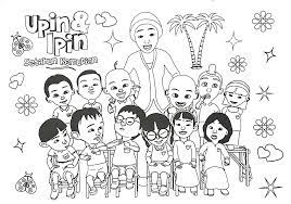 Gambar mewarnai hewan, pemandangan, bunga, kendaraan untuk anak sd, tk dan paud. Mari Mewarna Gambar Upin Ipin Gambar Mewarna