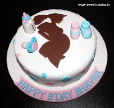 Fondant Birthday Cake For Mother Design Customized Cake With Baby Things And Pregnant Lady Silhouette For Mom To Be S Birthday By Sweet Mantra Customized 3d Cakes Design Pregnant Cake Cake Mom Cake