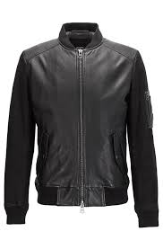 Black And Orange Jacket Mens Sheepskin Leather Bomber Jacket Jixx Black From Boss Orange For Men For 645 00 In The Official Hugo Boss Online Store Free Shipping Cuero Casacas Piel