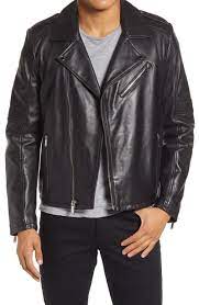 Karl Lagerfeld Leather Asymmetric Moto Jacket In Black Modesens
