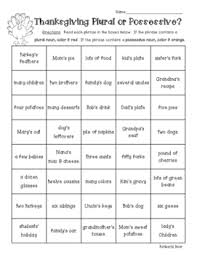 Thanksgiving Turkey Plural Or Possessive Noun Color Sorting Worksheet Possessive Nouns Plurals Possessive Nouns Worksheets