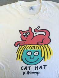Keith Haring Pop Shop Rare Vintage 80s Cotton T Shirt Cat Hat Usa Made Xl Popshop Shortsleeve Hats Usa Rare Cats H Keith Haring Keith Haring Shirt Cat Hat