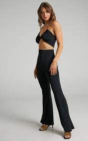 Denver Halter Neck Two Piece Set In Black Showpo
