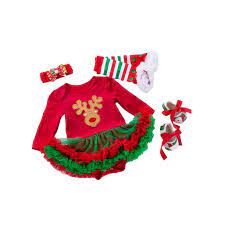 Avamo Baby Girls Outfits Newborn Infant Baby S First Christmas Tutu Dress Up Christmas Outfit Headband Leg Warmer Shoes Xmas Clothing Walmart Com