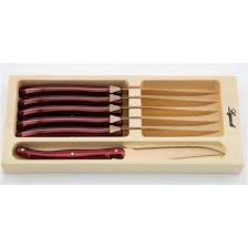Pradel Excellence 7209 6btd Coffret 6 Couteaux Steack Laguiole Manche Titane Rose Lame Doree Coffret Bois Couteau Lame