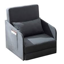 Homcom Single Sofa Bed Armchair Soft Floor Sleeper Lounger Futon Couch W Pillow And Pocket Grey Buy Online In India At Desertcart In Productid 47907544