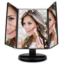 This mirror will make you feel like you're making your debut on the big screen. Ovonni Vanity Makeup Mirror Trifold 22 Led Lighted With Touch Screen 2x 3x 10x Magnifying Spot Foldable 180 Adjustable S Overstock 32047866