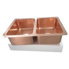 A well designed custom copper farm sink allows for double roll out trash storage under the sink. Double Bowl Copper Farmhouse Sink Smooth Coppersmith Creations