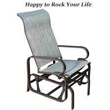 Sunlife Patio Glider Rocking Chair Outdoor Garden Rocker Lounge Chair Heavy Duty Steel Frame Taupe Patio Rocking Chairs Outdoor Chairs Glider Rocking Chair