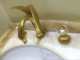 Upgrade your current bathroom faucet with this elegant cascata waterfall widespread faucet. China Golden 3 Pcs 8 Widespread Lavatory Swan Bathroom Sink Faucet Mixer Tap Crystal Handles China Swan Faucet High Quaity Faucet