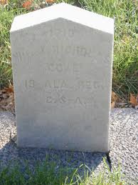 Grave Marker For Pvt William J Nicholas Nichols 19th Alabama Infantry Company E In The Confederat Prisoners Of War Rock Island Arsenal Sweet Home Alabama
