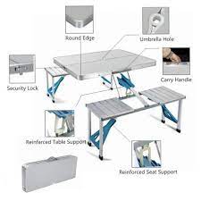 Expresso Hand Aluminum Folding Picnic Table With 4 Seats Portable Camping Table With Bench Outdoor Suitcase Tabl Folding Picnic Table Camping Table Bench Table