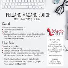 Check spelling or type a new query. Lowongan Magang Kerja Editor Stiletto Book