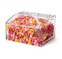 Acrylic box candy display dispenser for the retail food store