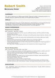 Maintenance Worker Resume Samples Qwikresume