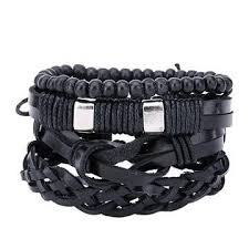 Bracelets Homme Cuir Tresse Porte Bonheur Fashion Noir Leather Bracelet Leather Charm Bracelets Mens Leather Bracelet