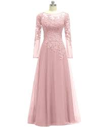 Pretygirl Women S Appliques Tulle Mother Of The Bride Dress Long Sleeves Evening Formal Gown Mother Of The Bride Dresses Long Fashion Design Dress Long Dress