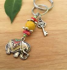 Keychains Jewel In Elephant Hand Painted Elephant The Era Of Jewelry Zen Travel Semi Precious Ston Elephant Painting Keychain Semiprecious Stones
