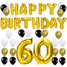 Check spelling or type a new query. Kungyo 60th Birthday Party Decorations Kit Happy Birthday Balloon Banner Number 60 Balloon Mylar Foil Black Gold White Latex Ballon Perfect 60 Years Old Party Supplies Buy Online In Germany At