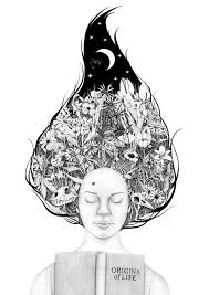 Art Nature Drawing Black And White Lady Nature Pen Ink Drawing By Rachel Card Ink Drawing Indie Art Nature Drawing