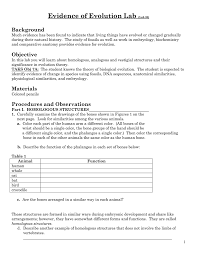 Natural selection, variation, and random mutations. Evidence Of Evolution Lab Background