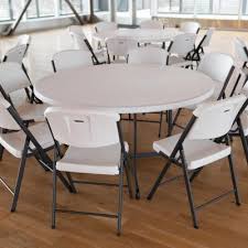 Lifetime 4 60 Inch Round Tables And 32 Folding Chairs Set