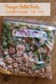Shrimp Veggie Stir Fry Freezer Skillet Meal Freezer Meals Freezer Dinners Freezer Crockpot Meals