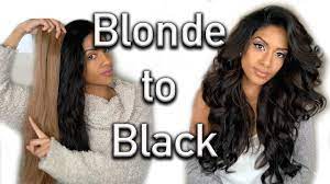 When you add black hair dye, this deposits color molecules in the hair shaft, which actually fattens up the strand just a bit. Blonde To Black Hair Color Like A Professional Hair Tutorial Ariba Pervaiz Youtube