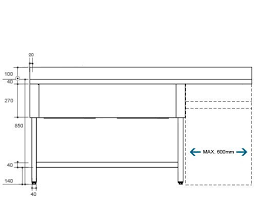 How many kg is 40 pounds? Dishwasher Sink Unit 1 6m 2 Sinks On Left L 40 X W 40 X D