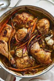 Nyt Cooking Think Of This As A Weeknight Chicken Confit Cooked Low And Slow In Plenty Of Olive Oil Along With Chicken Confit Caramelized Carrots Nyt Cooking