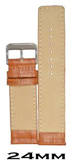 Kolet 24mm Croco Leather Watch Strap Watch Band Tan 24mm Size Chart Provided In 3rd Image Pack Of 1pc