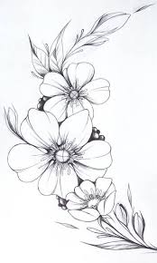 Line Drawing Flower Tattoo Line Drawing Flower In 2020 Flower Art Drawing Beautiful Flower Drawings Flower Line Drawings