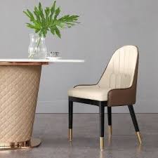 Modern Mid Century Beige Brown Faux Leather Dining Chair Upholstered Dining Chair Set Of 2 In 2020 Leather Dining Chairs Faux Leather Dining Chairs Upholstered Chairs
