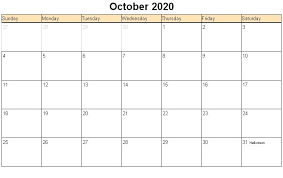 Our landscape october 2020 printable calendar is could be edited and used to meet your requirements. Free Printable October Calendar 2020 Pdf Templates