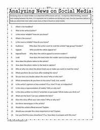 Free Social Media Worksheets Current Events Worksheet Social Media Worksheet Media Literacy