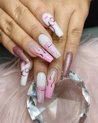 💕 unete para ser hermosura vip: Nails Mirna Acrilicas Con Diseno De Fuego Y Facebook