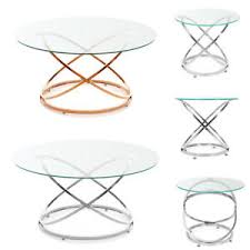 These elegant tables easily nest together to save space and the smaller table can be pulled out when needed. Small Large Coffee Table Glass Round End Table Sofa Side Holder With Chrome Legs Ebay