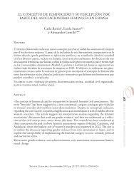 En cuanto al término, el sufijo cidium alude a la acción de matar y el prefijo. Pdf El Concepto De Feminicidio Y Su Percepcion Por Parte Del Asociacionismo Feminista En Espana