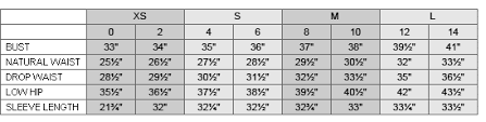 Tahari Size Guide