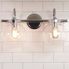 Retro Glass Globe Bath Light 2 Light Bathroom Light Fixtures Chrome Bath Light Bathroom Light Fixtures