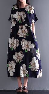 2017 Summer Floral Dresses Vintage Fine Linen Maxi Dress Plus Size Sundress With Images Plus Size Sundress Floral Dress Summer Linen Dresses