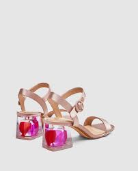 image 6 of satin sandals with embellished heels from zara ヒール デザイン サテン