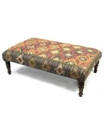 Upholstered Ikat Jute Wool Ottoman Kilim Ottoman Furniture Upholstered Coffee Tables