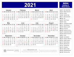 Bank holidays in august 2021: Free 2021 Calendar With Indian Holidays Pdf