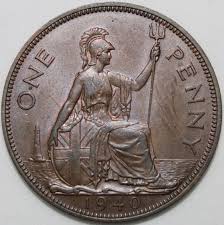 1940 George Vi Penny Bronze Coins Km Coins Bronze Coin Coins Old British Coins